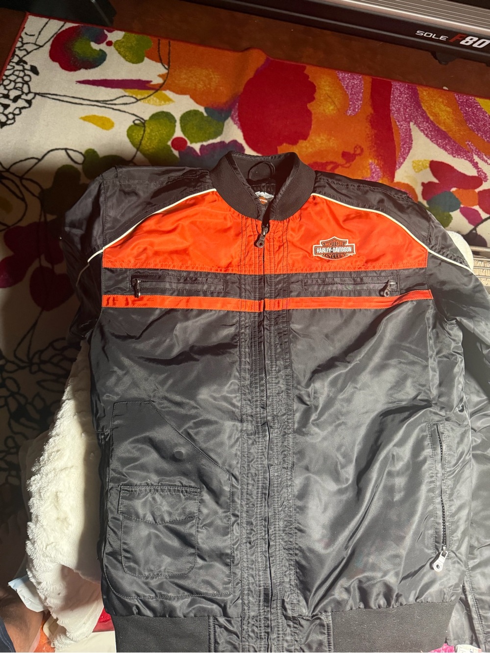 Harley-Davidson Black Jacket with Bright Orange Panel